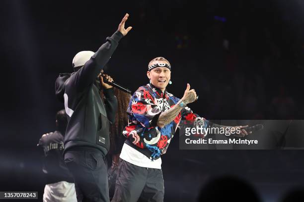 Will.i.am and Taboo of Black Eyed Peas perform onstage during iHeartRadio 102.7 KIIS FM's Jingle Ball 2021 presented by Capital One at The Forum on...