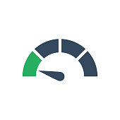 gauge indicator with left green sector vector icon