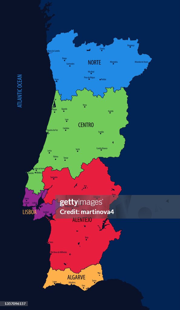 Mapa vectorial de regiones de Portugal