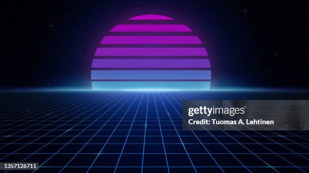 retro-futuristic 1980s style background, emulating sci-fi movies from the 80's. - 1980 stock pictures, royalty-free photos & images