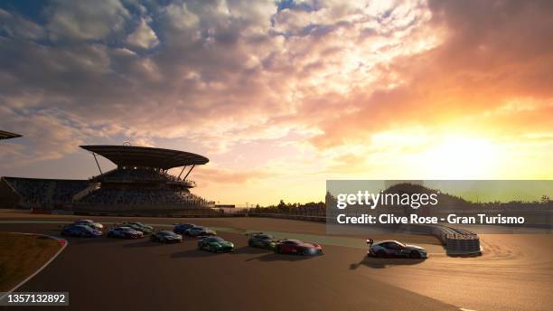 General view from the start of the Manufacturer Series Grand Final during the Gran Turismo World Series Finals 2021 held at the virtual Nurburgring...