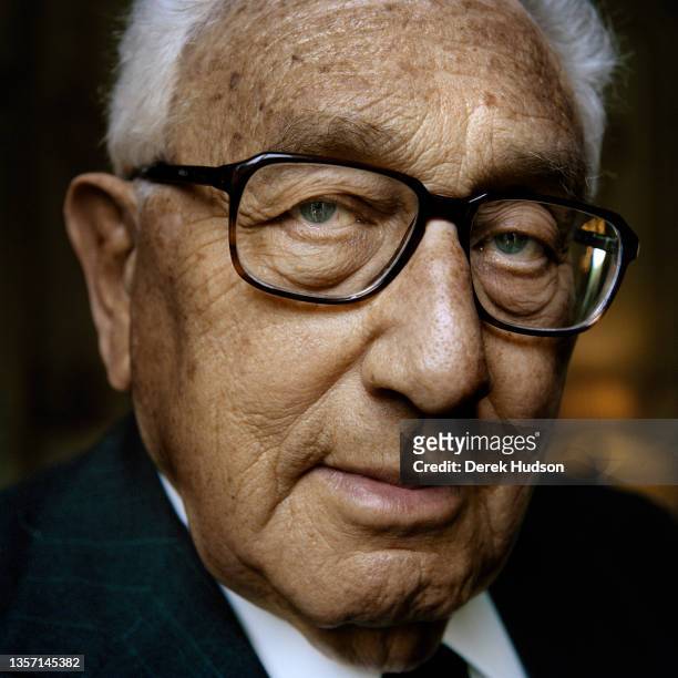 Close-up of German-born American politician and diplomat Henry Kissinger at the American Embassy residence, Paris, France, May 16, 2006.