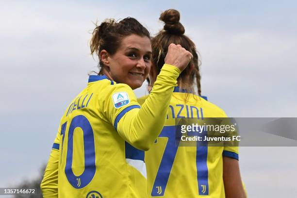 Cristiana Girelli of Juventus women celebrates after scoring her team second goal during the Women Serie A match between Sassuolo and Juventus at...