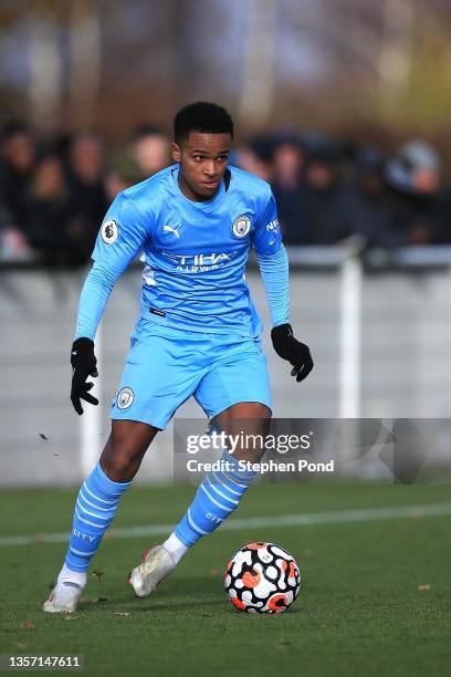 Kayky of Manchester City during the Premier League 2 match between Tottenham Hotspur U23 and Manchester City U23 at Tottenham Hotspur Training Centre...