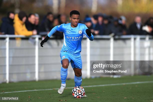 Kayky of Manchester City during the Premier League 2 match between Tottenham Hotspur U23 and Manchester City U23 at Tottenham Hotspur Training Centre...