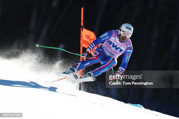 Johan Clarey of Team France competes in the Men's Downhill during the Audi FIS Alpine Ski World Cup at Beaver Creek Resort on December 04, 2021 in...