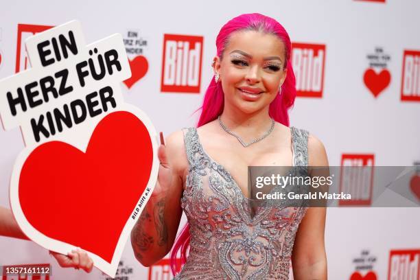 Katja Krasavice arrives for the "Ein Herz Für Kinder" Gala at Studio Berlin Adlershof on December 04, 2021 in Berlin, Germany.