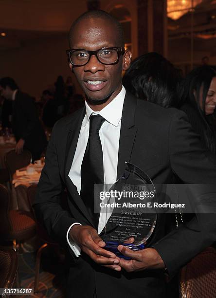 Music Manager Troy Carter attends The ACLU of Southern California's 2011 Bill of Rights Dinner at the Beverly Wilshire Four Seasons Hotel on December...