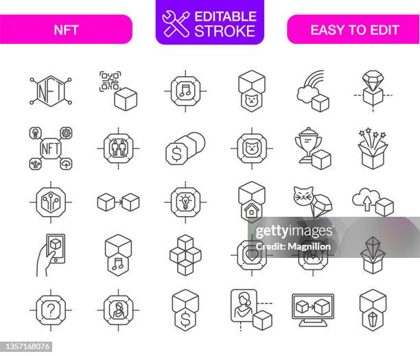 nft-symbole bearbeitbare etroke festlegen - bids stock-grafiken, -clipart, -cartoons und -symbole