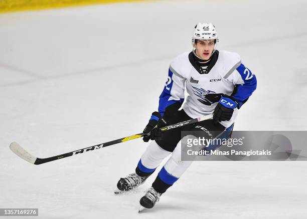 Vincent Despont of the Saint John Sea Dogs skates against the Blainville-Boisbriand Armada during the second period at Centre d'Excellence Sports...