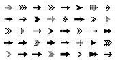Arrows black icon set. Vector arrow. Collection of different arrows icons. Arrow icon. Cursor, pointer for web design, interface. Vector illustration.