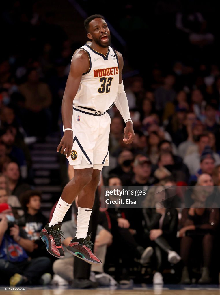 Jeff Green of the Denver Nuggets celebrates his three point shot