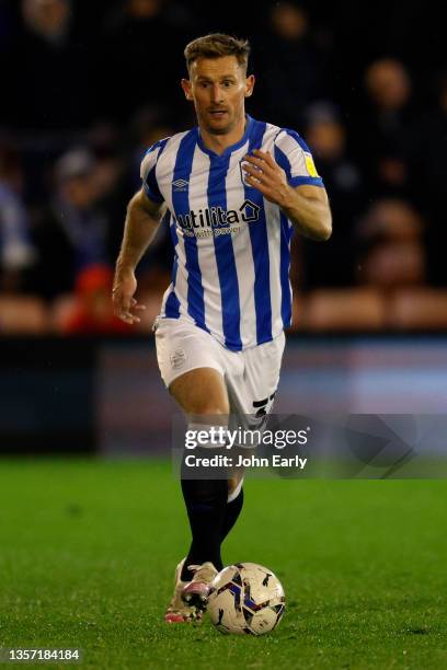 Tom Lees of Huddersfield Town during the Sky Bet Championship match between Barnsley and Huddersfield Town at Oakwell Stadium on December 04, 2021 in...