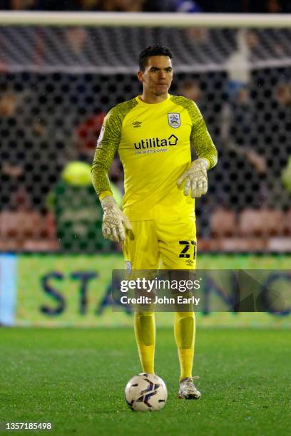 Lee Nicholls of Huddersfield Town during the Sky Bet Championship match between Barnsley and Huddersfield Town at Oakwell Stadium on December 04,...