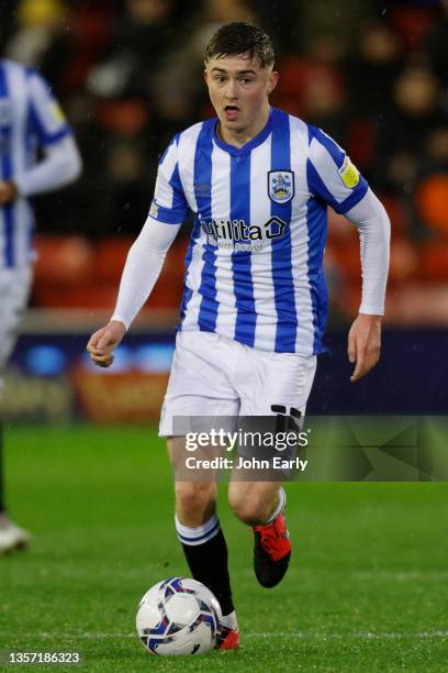 Scott High of Huddersfield Town during the Sky Bet Championship match between Barnsley and Huddersfield Town at Oakwell Stadium on December 04, 2021...