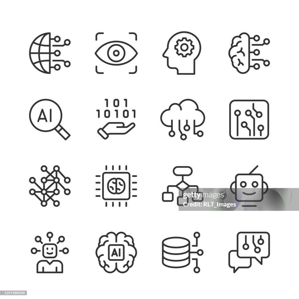 人工知能と機械学習のアイコン — モノラインシリーズ