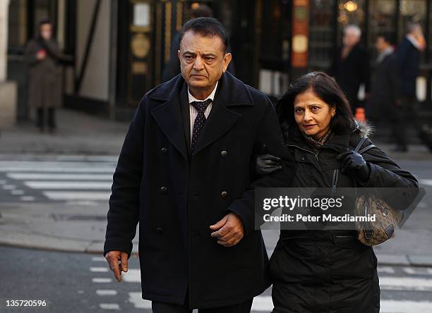 Vinod Hindocha and his wife Nilam, parents of murdered newlywed Anni Dewani, arrive at The High Court on December 13, 2011 in London, England. Shrien...