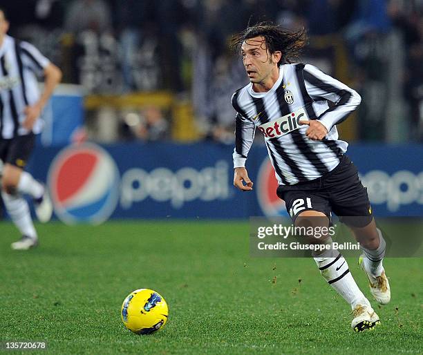 Andrea Pirlo of Juventus in action during the Serie A match between AS Roma and Juventus FC at Stadio Olimpico on December 12, 2011 in Rome, Italy.