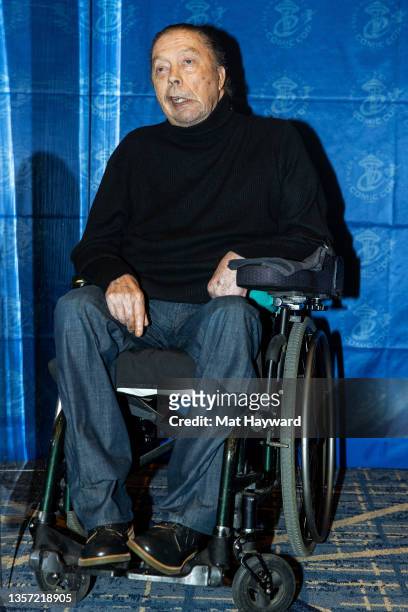 Actor Tim Curry poses for a photo during Emerald City Comic Con at the Sheraton Grand Hotel on December 04, 2021 in Seattle, Washington.