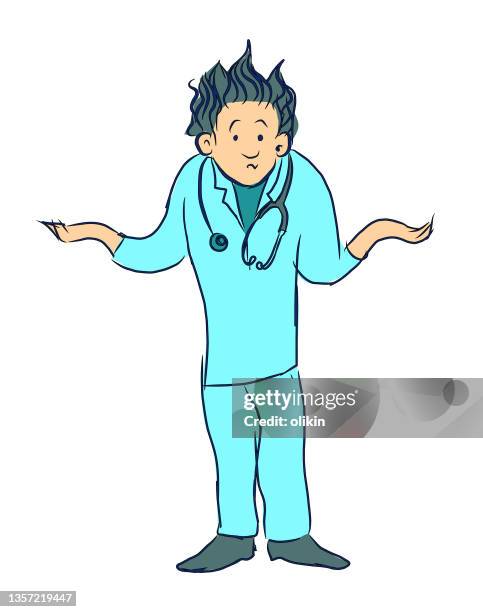 unsecure doctor - med students stock illustrations