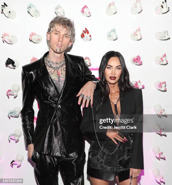 Megan Fox and Machine Gun Kelly attend Machine Gun Kelly's UN/DN LAQR Launch Event on December 04, 2021 in West Hollywood, California.