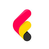 Letter F logo design template. Modern colorful vector emblem.