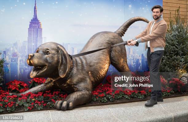 Jack Whitehall photographed during a photocall to unveil a giant sculpture to celebrate the release of "Clifford The Big Red Dog" at Leicester Square...