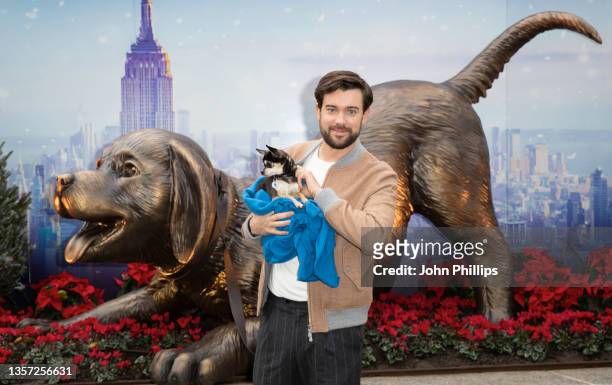 Jack Whitehall photographed during a photocall to unveil a giant sculpture to celebrate the release of "Clifford The Big Red Dog" at Leicester Square...