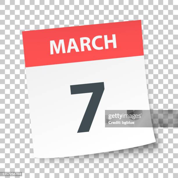 stockillustraties, clipart, cartoons en iconen met march 7 - daily calendar on blank background - maart