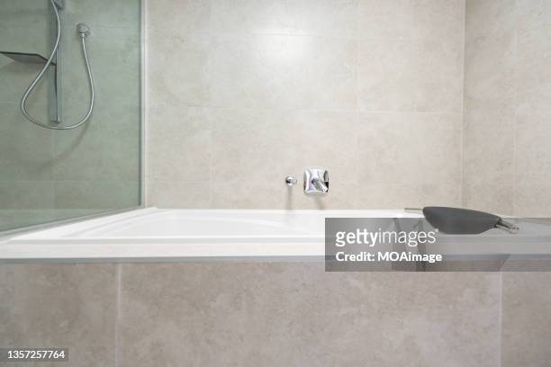 simple and clean bathroom - bathroom tiles stock pictures, royalty-free photos & images