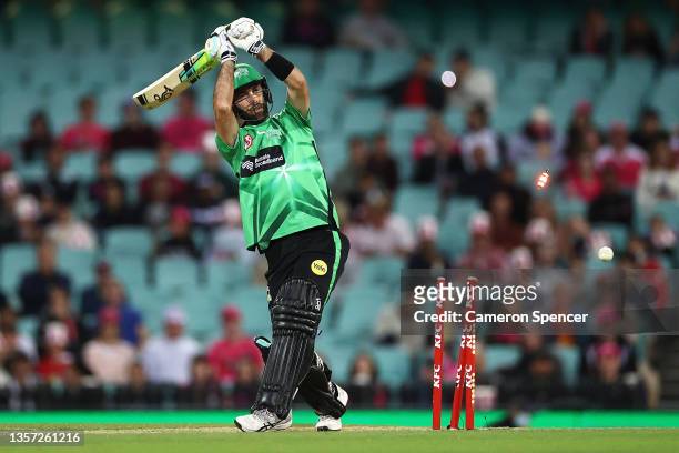 Glenn Maxwell of the Stars is bowled by Sean Abbott of the Sixers during the Men's Big Bash League match between the Sydney Sixers and the Melbourne...