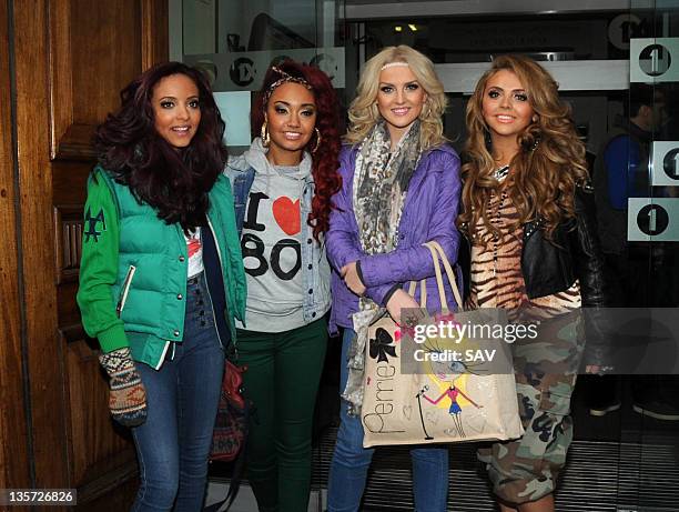 Jade Thirlwall, Leigh-Anne Pinnock, Perrie Edwards and Jesy Nelson of Little Mix pictured at Radio 1 on December 13, 2011 in London, England.