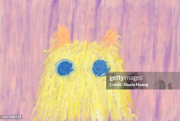 abstract cat - oil pastel drawing stock pictures, royalty-free photos & images