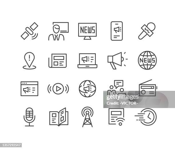 stockillustraties, clipart, cartoons en iconen met news icons - classic line series - ads