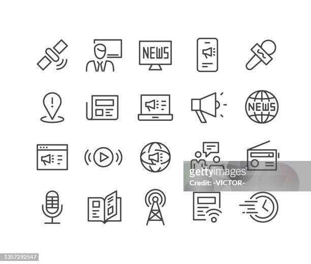 news icons - classic line series - newspaper stock illustrations