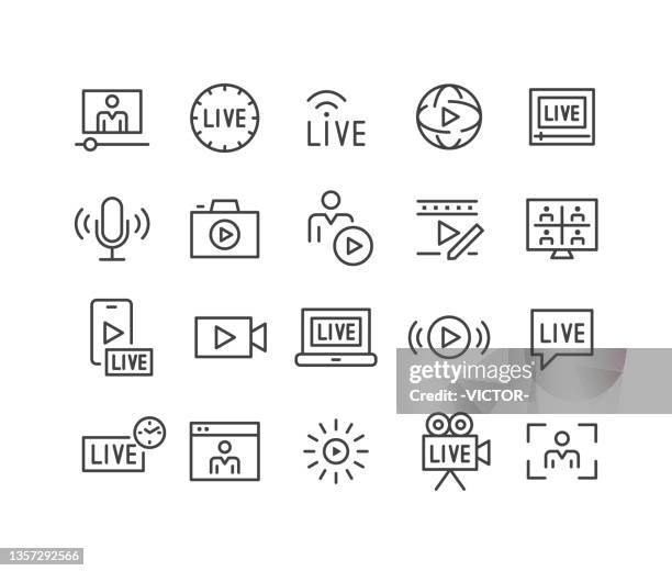 video and live icons - classic line series - live event icon stock illustrations