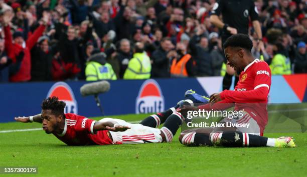 Fred of Manchester United celebrates after scoring their side's first goal during the Premier League match between Manchester United and Crystal...