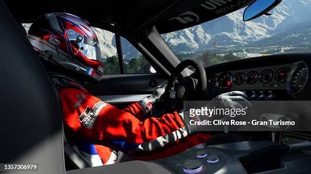 Baptiste Beauvois of France competes in the Nations Cup Grand Final during the Gran Turismo World Series Finals 2021 run on the fictional Dragon...