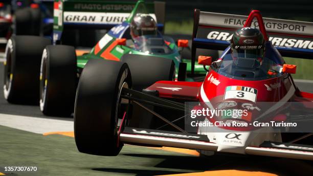 Valerio Gallo of Italy competes in race two of the Nations Cup Grand Final during the Gran Turismo World Series Finals 2021 run on the fictional...