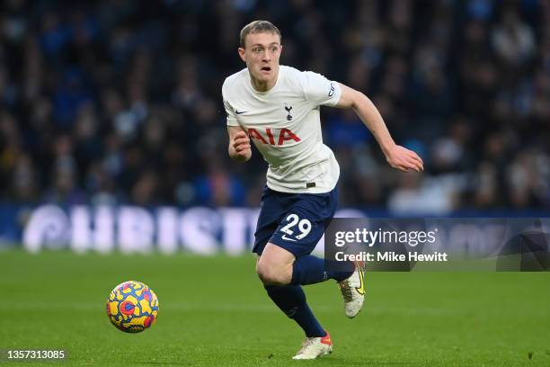 Oliver Skipp of Tottenham Hotspur in action during the Premier League match between Tottenham Hotspur and Norwich City at Tottenham Hotspur Stadium...