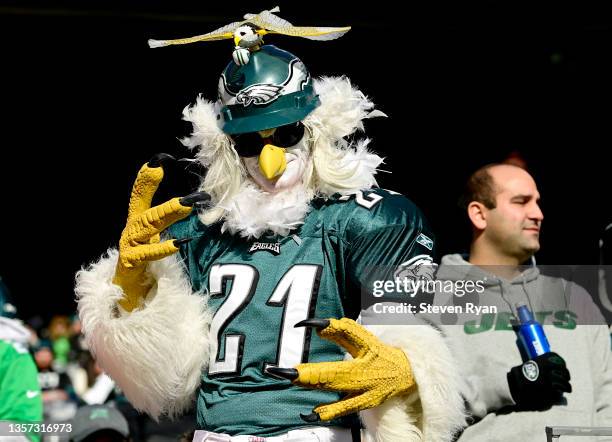 Philadelphia Eagles fans in the stands before the game against the New York Jets at MetLife Stadium on December 05, 2021 in East Rutherford, New...