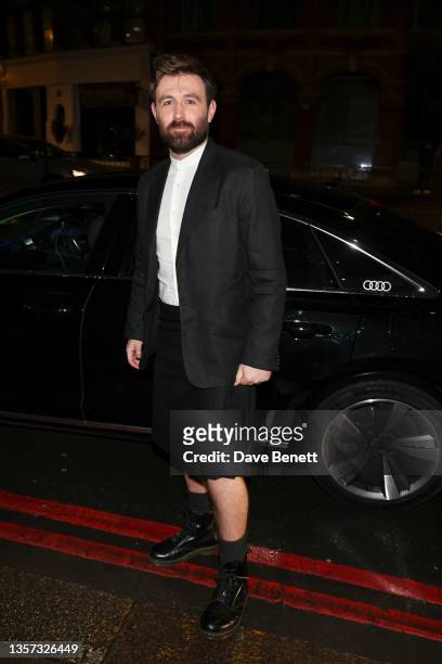 James McArdle arrives in an Audi at the BIFAs at Old Billingsgate on December 05, 2021 in London, England.