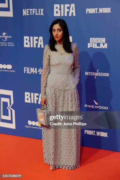 Manjinder Virk attends the 24th British Independent Film Awards at Old Billingsgate on December 05, 2021 in London, England.