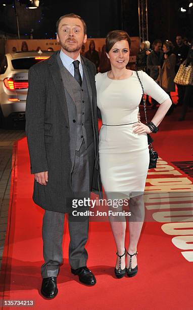 Simon Pegg and his wife Maureen McCann arrive at the Mission: Impossible Ghost Protocol UK Premiere at BFI IMAX on December 13, 2011 in London,...