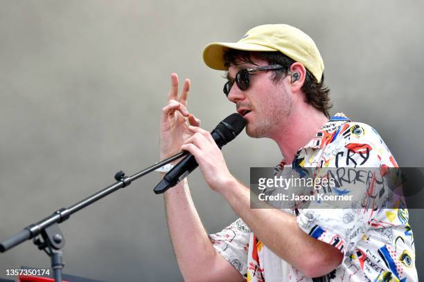 Dan Smith of Bastille performs on stage during Audacy Beach Festival at Fort Lauderdale Beach Park on December 05, 2021 in Fort Lauderdale, Florida.