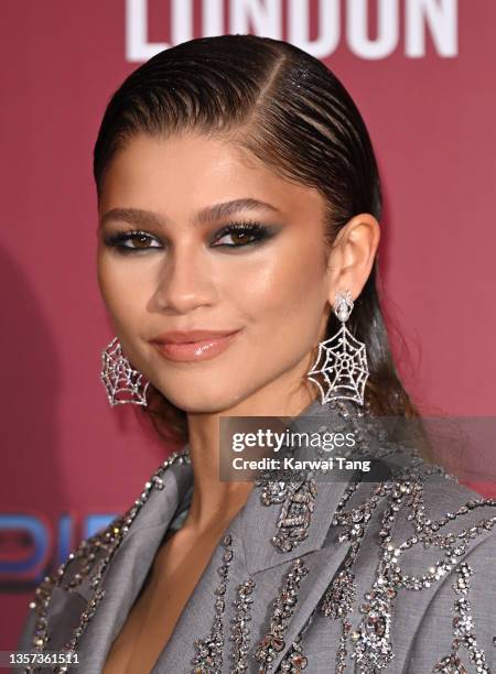 Zendaya attends a photocall for "Spiderman: No Way Home" at The Old Sessions House on December 05, 2021 in London, England.