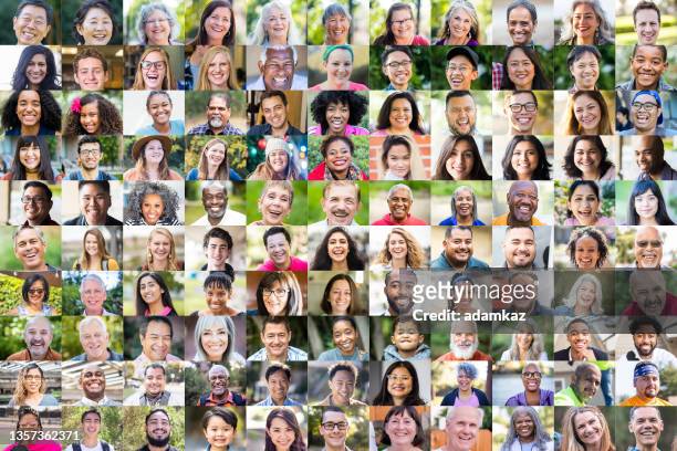 diverse human faces - large group of people stock pictures, royalty-free photos & images