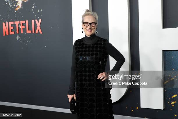Meryl Streep attends the world premiere of Netflix's "Don't Look Up" on December 05, 2021 in New York City.