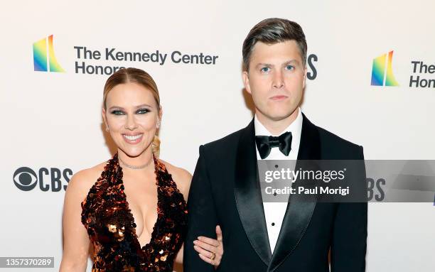 Scarlett Johansson and Colin Jost attend the 44th Kennedy Center Honors at The Kennedy Center on December 05, 2021 in Washington, DC.