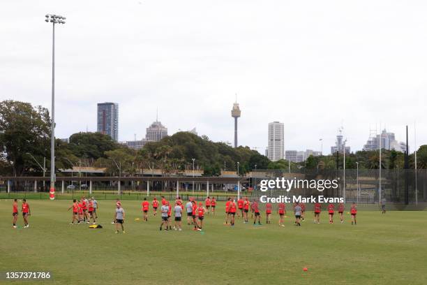 General view during a Sydney Swans AFL training session at Lakeside Oval on December 06, 2021 in Sydney, Australia.